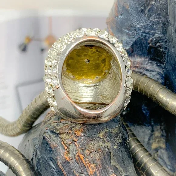 OOAK Custom Silver/Ruby/Diamond Watch Movement Assemblage Statement Ring 6.5 - Picture 7 of 7